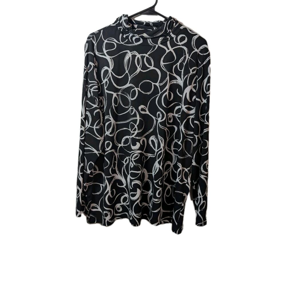 Susan Graver Top Shirt Tunic Women's Size XL Geometric High Neck Stretchy Blouse - Picture 1 of 12